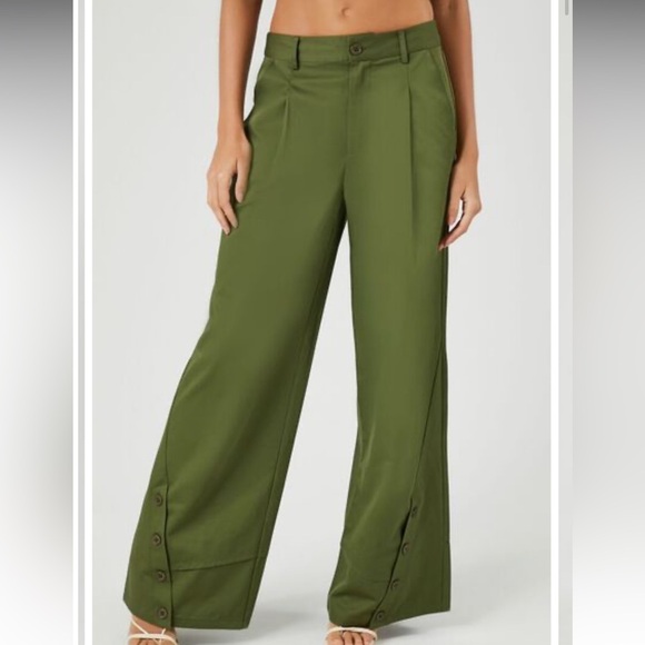 Forever 21 Button-Hem Wide-Leg Pants - Picture 2 of 10